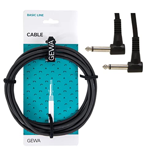 GEWA Patchkabel Basic Line 0,1m, schwarz, 6,3 mm Winkelklinke mono - 6,3 mm Winkelklinke mono,190345 von Gewa