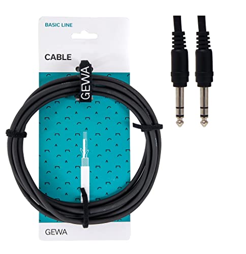 GEWA Patchkabel Basic Line 0,9m, schwarz, 6,3 mm Stereoklinke - 6,3 mm Stereoklinke, 190340 von Gewa