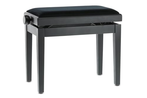 GEWA Pianobank Deluxe Schwarz Matt (leichtgängige Höhenverstellung über präzise Scherenmechanik, aus qualitativem Massivholz, langlebig und robust, hohe Bruchlast) von GEWA