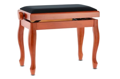 GEWA Pianobank Deluxe Classic (Massivholz, Bruchlast von 2 Tonnen, Sitzfläche von 52x30 cm, präzise Scherenmechanik, Höhe von 45 bis 57 cm), kirsche matt von Gewa