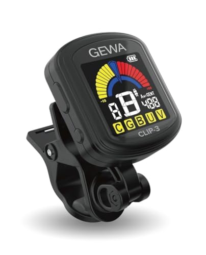 GEWA Stimmgerät CLIP-3 für Gitarre/Bass, wiederaufladbar über USB, inkl. USB Kabel schwarz von Gewa