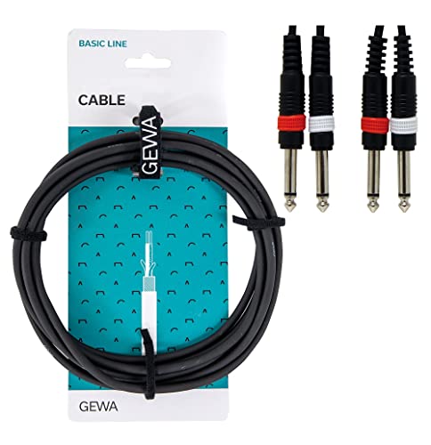 GEWA Twinkabel Basic Line 1,5m, schwarz, 2x 6,3 mm Monoklinke - 2x 6,3 mm Monoklinke, 190170 von Gewa