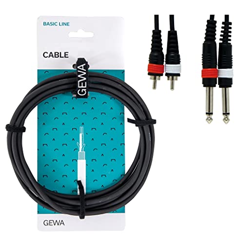 GEWA Twinkabel Basic Line 6m, schwarz, 2x 6,3 mm Monoklinke - 2x Cinch, 190220 von Gewa