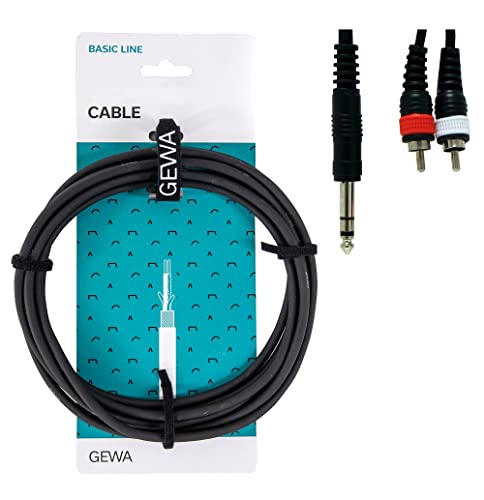 GEWA Y-Kabel Basic Line 1,5m, schwarz, 1x 6,3 mm Stereoklinke - 2x Cinch, 190150 von Gewa