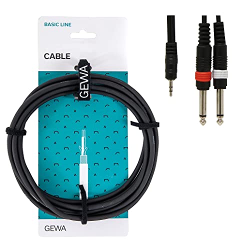 GEWA Y-Kabel Basic Line 6m, schwarz, 1x 3,5 mm Stereoklinke - 2x 6,3 mm Monoklinke, 190130 von Gewa