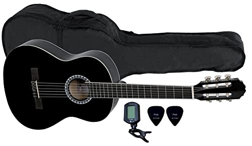 GEWApure Konzertgitarre BASIC SET 3/4 schwarz, mit Tasche, ClipTuner und 2 Plektren von Gewa
