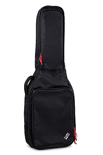 Gewa Pure Gitarren Gig Bag Serie 120 für E-Bass schwarz, 20mm Schaumstoffpolsterung mit großer Notentaschen und Zubehörtasche von Gewa