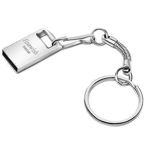 USB Stick 32GB, Metal Memory Stick USB 2.0 USB Stick 32GB USB Flash Drive mit Schlüsselanhänger für Schule Büro Auto PC Laptop (Silber) von Geweo