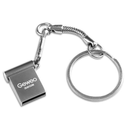 USB Stick 32GB, Metall Speicherstick USB 2.0 USB-Stick 32GB USB-Flash-Laufwerk mit Schlüsselanhänger USB 2.0 Stick Datenstick für PC/Laptop/Car Audio/Smart TV.(Grau) von Geweo