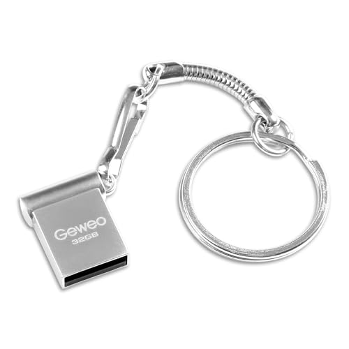 USB Stick 32GB, Metall Speicherstick USB 2.0 USB-Stick 32GB USB-Flash-Laufwerk mit Schlüsselanhänger USB 2.0 Stick Datenstick für PC/Laptop/Car Audio/Smart TV.(Silber) von Geweo