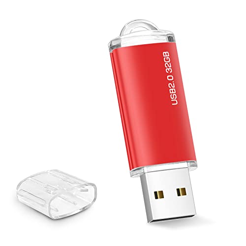 USB Stick 32GB, Speicherstick 32 GB USB-Flash-Laufwerk 32GB Tragbar Memory Stick Externe Thumb Drive für PC, Laptop, TV, Lautsprecher, Auto, etc (Rot) von Geweo