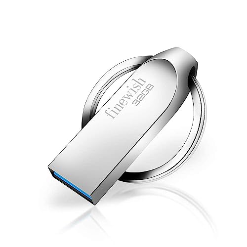 USB Stick 32GB 3.0, Mini Speicherstick 32GB USB 3.0 Pen Drive Tragbar USB-Stick 32GB mit Schlüsselanhänger für PC/Laptop/Car Audio/Smart TV. Plug-and-Play. 80MB/s Lesen (Silber) von Geweo