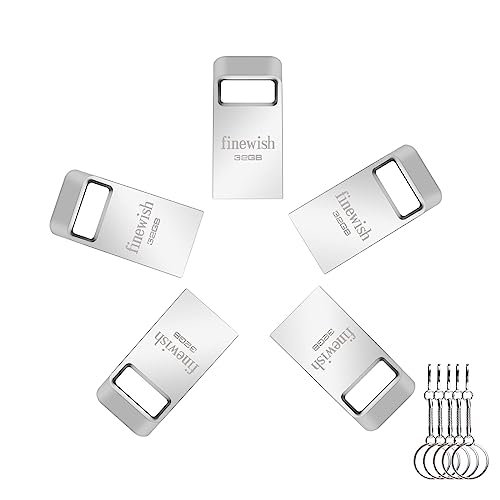 USB Stick 32GB 5 Stück, Metal Memory Stick USB 2.0 USB Stick 32GB USB Flash Drive mit Schlüsselanhänger für Schule Büro Auto PC Laptop (Silber * 5 Pack) von Geweo