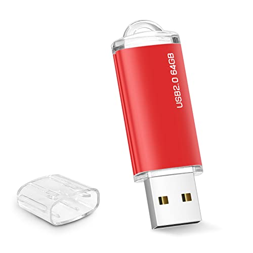 USB Stick 64GB, Speicherstick 64 GB USB-Flash-Laufwerk 64GB Tragbar Memory Stick Externe Thumb Drive für PC, Laptop, TV, Lautsprecher, Auto, etc (Rot) von Geweo