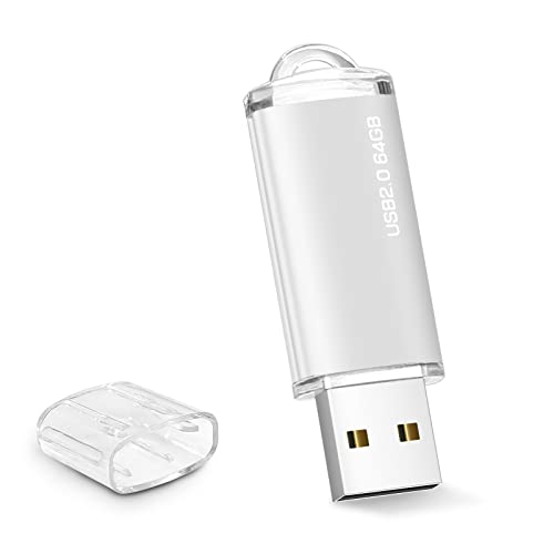 USB Stick 64GB, Speicherstick 64 GB USB-Flash-Laufwerk 64GB Tragbar Memory Stick Externe Thumb Drive für PC, Laptop, TV, Lautsprecher, Auto, etc (Silber) von Geweo