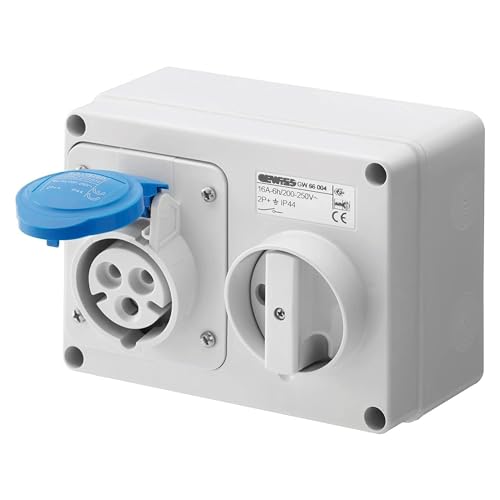 Gewiss GW66004 Horizontal verriegelt Steckdose, IP44, 6 Referenz, 2P + E POLE, 200 V-250 V, 16 A, 50 Hz/60 Hz, blau von Gewiss