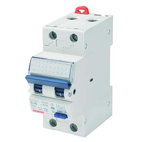 Gewiss GW94009DY Kompakter Differentialschutzschalter, Mdc 45, 1P+N Kurve C 25 A Typ AC Idn=0,03 A, 2 Module, 6 Stück von Gewiss