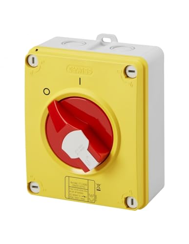 Trennschalter – HP – Notfall – aus isolierendem Gehäuse – 32 A 3P – Griff rot und weiß – IP66/67/69 von Gewiss