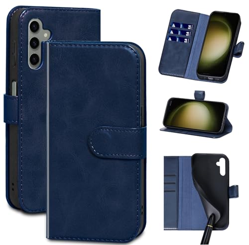 Gexmil Leder Hülle für Samsung Galaxy A54 6.4 Inch,Echtes Leder/Standfunktion/Stoßfeste/Kartenfach/Klappbar,Flip Wallet Handyhülle Cover,Öl Wachs Blau Gexmil Leder Hülle für Samsung Galaxy A54 6.4 Inch,Echtes Leder/Standfunktion/Stoßfeste/Kartenfach/Klappbar,Flip Wallet Handyhülle Cover,Öl Wachs Blau von Gexmil