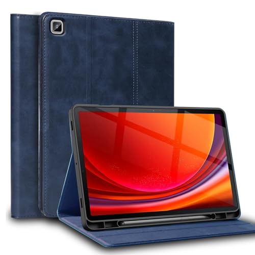 Gexmil Leder Hülle für Samsung Galaxy Tab A8 10.5 Zoll 2022 202,mit Stylus Halter,Automatischer Schlaf/Aufwachen, Folio Echtes Leder Hülle Anti-Fingerabdruck,Einstellbarer Ständer,Öl Wachs Blau von Gexmil