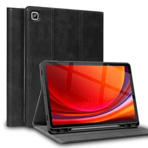 Gexmil Leder Hülle für Samsung Galaxy Tab S6 Lite 10.4 Zoll 2024 2022 2020,mit Stylus Halter,Automatischer Schlaf/Aufwachen,Smart Folio Echtes Leder Hülle,Einstellbarer Ständer,Schwarz von Gexmil