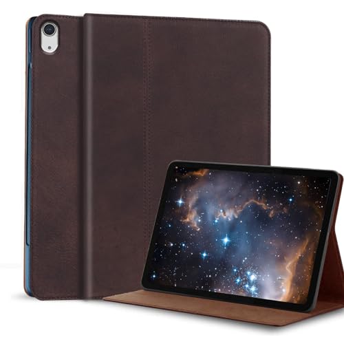 Gexmil Leder Hülle für iPad (A16) 11. Generation 11 Zoll 2025, iPad 10. Generation 10,9 Zoll 2022, Echt Leder Cover Stoßfest,Automatischer Schlaf/Aufwachen,Einstellbarer Ständer,Sanded Braun von Gexmil