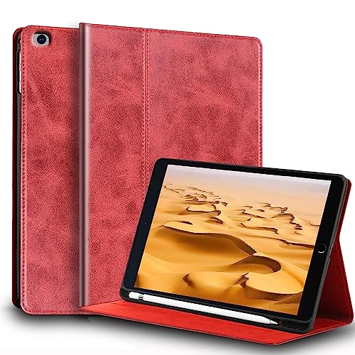 Gexmil Leder Hülle für iPad Mini 5./4. Generation 2019/2015 7,9 Zoll Echt Leder Cover mit Stylus Halter Stoßfest rutschfest,Automatischer Schlaf/Aufwachen,Einstellbarer Ständer,Rot von Gexmil
