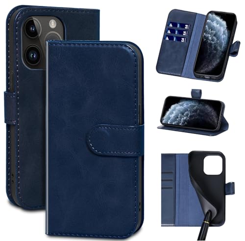 Gexmil Leder Hülle für iPhone 14 Pro 6.1 Inch,Echtes Leder/Standfunktion/Stoßfeste/Kartenfach/Klappbar,Flip Wallet Handyhülle Cover,Öl Wachs Blau Gexmil Leder Hülle für iPhone 14 Pro 6.1 Inch,Echtes Leder/Standfunktion/Stoßfeste/Kartenfach/Klappbar,Flip Wallet Handyhülle Cover,Öl Wachs Blau von Gexmil