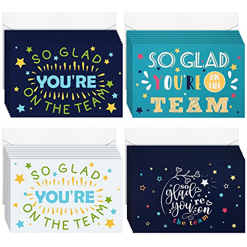 Grußkarten mit Aufschrift "Welcome to Team", mit 48 Umschlägen "So Glad You're on the Team", Jahrestagskarten, Dankeskarten für Mitarbeiter, 20 x 15 cm (Stern-Stil) von Geyee