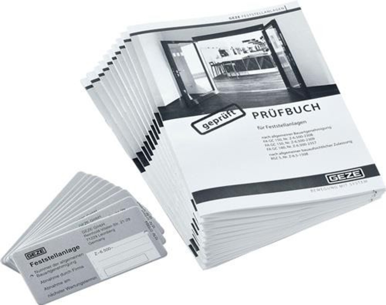 Geze Abnahmeset Feststellanlage je 10x Prüfbuch,Schild,Aufkleber Geze Abnahmeset Feststellanlage je 10x Prüfbuch,Schild,Aufkleber von Geze