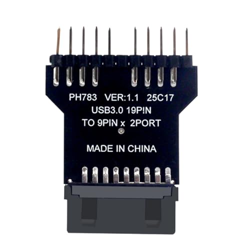19 Pin USB 3.0 Header, Double Splitter, Port Multiplier Adapter, 1.57x1.18x0.2 Inches, Stable Hub Connector, for Water Cooling Equipment Motherboards, Long Lasting von Ghjkldha