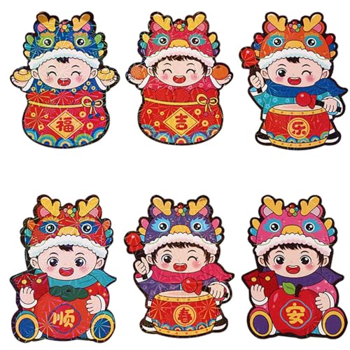Ghjkldha Süße Drachen-Umschläge 2024 – Chinesisches Drachenjahr Hong Bao, festliche rote Umschläge, Cartoon-rote Verpackung für Frühlingsfest, Neujahr, Kinder von Ghjkldha