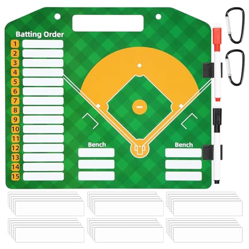 Magnetisches Baseballbrett, Baseball-Linup-Board, Dugout-Baseball-Klemmbrett, trocken abwischbare Trainer-Aufstellungstafel, magnetisches Softball-Aufstellbrett mit 2 Markern für Dugout-Display, von Ghjkldha