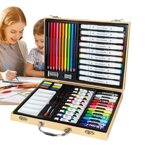 Painting Set, Oil Pastels Marker Kit, Vibrant Color Craft Tools,11.81x9.06x1.97 Inches, Educational Art Supplies, Portable Box 50 Piece, for Kids Travel Summer Camp Activities von Ghjkldha