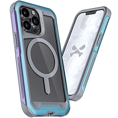 Ghostek ATOMIC slim Apple 13 Pro Case with Ring MagSafe Magnet Built-in Clear Back Iridescent Design Aluminum Metal Protective Bumper Cover Designed for 2021 Apple iPhone 13 Pro (6.1 Inch) (Prismatic) von Ghostek