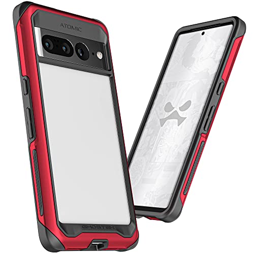 Ghostek ATOMIC slim Clear Google Pixel 7 Case with Aluminum Metal Bumper Premium Rugged Heavy Duty Shockproof Protection Tough Protective Phone Covers Designed for 2022 Google Pixel 7 (6.3 Inch) (Red) von Ghostek
