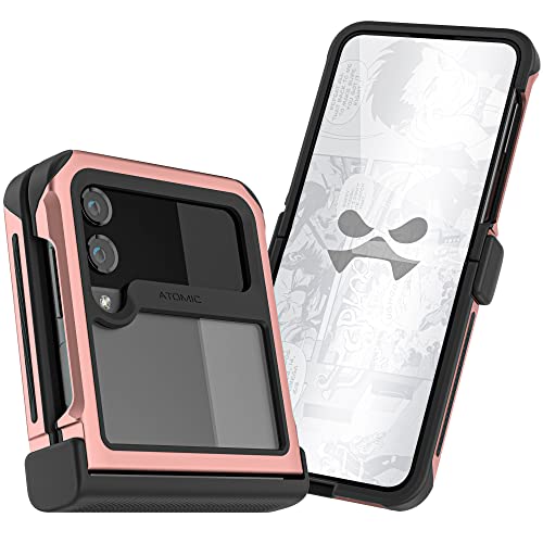 Ghostek ATOMIC slim Galaxy Z Flip 4 Case Clear with Pink Aluminum Metal Bumper Premium Rugged Heavy Duty Shockproof Protection Phone Cover Designed for 2022 Samsung Galaxy Z Flip4 5G (6.7 Inch) (Pink) von Ghostek