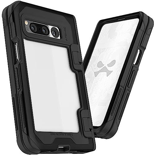 Ghostek ATOMIC slim Google Pixel Fold Case Clear with Aluminum Metal Bumper Full Hinge Protection Premium Rugged Heavy Duty Shockproof Phone Cover Designed for 2023 Google Pixel Fold (7.6inch) (Black) von Ghostek