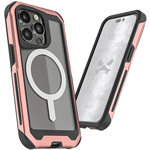 Ghostek ATOMIC slim Pink iPhone 14 Case for Women with MagSafe and Pink Aluminum Bumper Cute Girly Premium Phone Covers Wireless Charging Compatible Designed for 2022 Apple iPhone 14 (6.1 inch) (Pink) von Ghostek