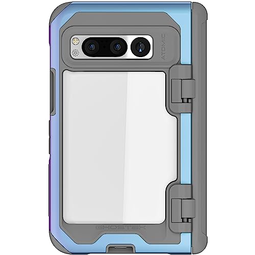 Ghostek ATOMIC slim Pixel Fold Phone Case with Clear Back and Iridescent Aluminum Bumper Heavy Duty Shock Absorbent Protective Metal Phone Covers Designed for 2023 Google Pixel Fold (7.6") (Prismatic) von Ghostek
