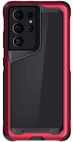 Ghostek ATOMIC slim S21 Case with Protective Aluminum Metal Bumper and Crystal Clear Back Design Heavy Duty Shock-Absorbent Protection Designed for 2021 Samsung Galaxy S 21 5G (6.2 Inch) (Phantom Red) von Ghostek