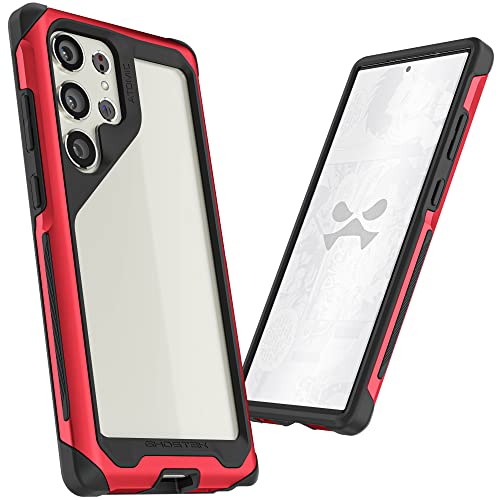 Ghostek ATOMIC slim S23 Ultra Case with Clear Back and Aluminum Metal Bumper, S-Pen Access Military Grade Shock Absorbent Protective Phone Cover Designed for 2023 Samsung Galaxy S23 Ultra (6.8") (Red) von Ghostek