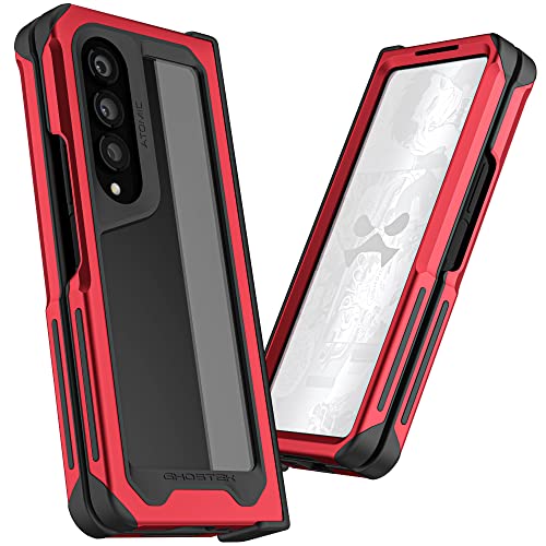 Ghostek ATOMIC slim Samsung Galaxy Z Fold 4 Case Clear with Red Aluminum Metal Bumper Premium Rugged Heavy Duty Shockproof Protection Phone Covers Designed for 2022 Galaxy Z Fold 4 5G (7.6 Inch) (Red) von Ghostek