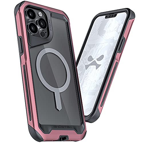 Ghostek ATOMIC slim iPhone 13 Pro Max Case for Women Girly with MagSafe Ring Crystal Clear Back Shockproof Heavy Duty Protective Phone Cover Designed for 2021 Apple iPhone 13 Pro Max (6.7 inch) (Pink) von Ghostek