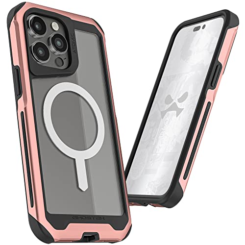 Ghostek ATOMIC slim iPhone 14 Pro Max Case for Women Girly with MagSafe Ring Crystal Clear Back Shockproof Heavy Duty Protective Phone Cover Designed for 2022 Apple iPhone 14 Pro Max (6.7 inch) (Pink) von Ghostek