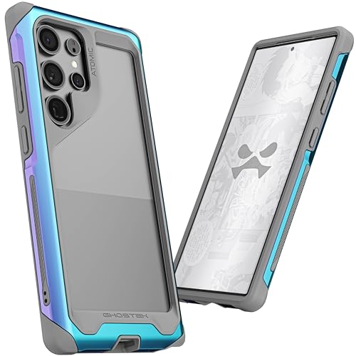 Ghostek Atomic Slim Galaxy S24 Ultra Case with Shockproof Iridescent Aluminum Bumper, Clear Back and Wireless Charging Compatible Phone Cover Designed for 2024 Samsung S24 Ultra (6.8") (Prismatic) von Ghostek