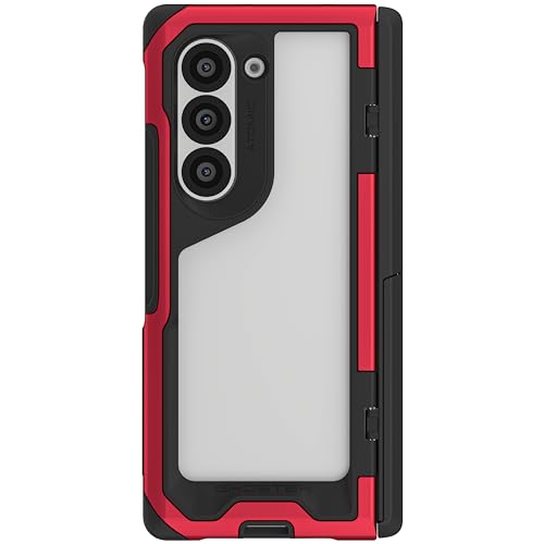 Ghostek Atomic Slim Schutzhülle für Galaxy Z Fold 6, transparente Rückseite mit Aluminium-Metall-Stoßdämpfer, Premium-Schutzhülle, entworfen für Samsung Galaxy Z Fold6 (19,3 cm (7,6 Zoll), Rot von Ghostek