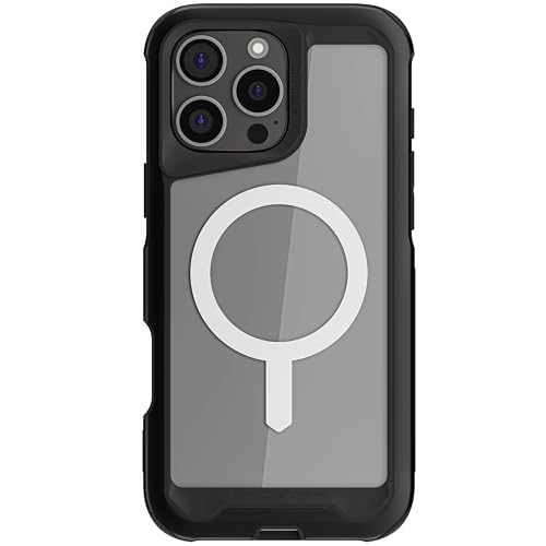 Ghostek iPhone 16 Pro Max Hülle Atomic - Robuste Aluminiumhülle, MagSafe-kompatibel, 12FT Fallschutz, Kratzfest, Rutschfester Griff, Erhöhte Schutzränder, Militärstandard, Schwarz von Ghostek