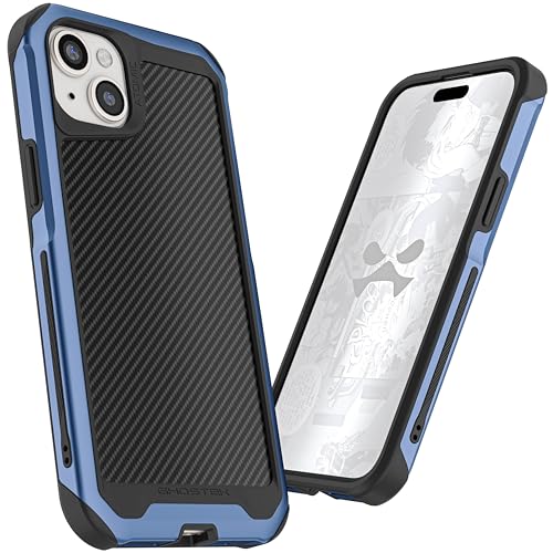 Ghostek Atomic Slim iPhone 15 Plus Hülle, kompatibel mit MagSafe Zubehör, Aluminium-Metall-Stoßstange, robuste Schutzhülle (6,7 Zoll, Aramid Blue) von Ghostek