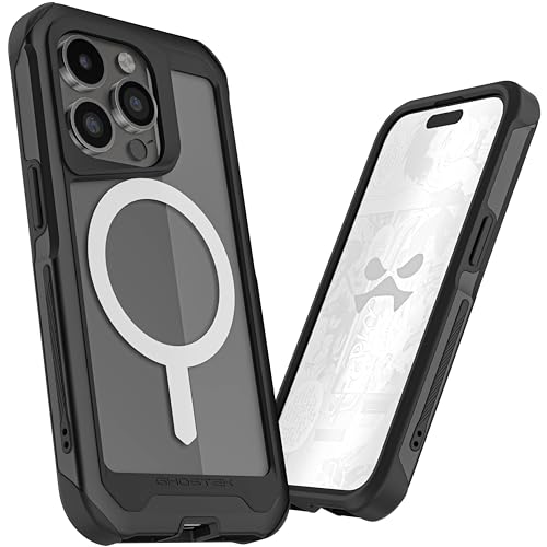 Ghostek Atomic Slim iPhone 15 Pro Case, Compatible with MagSafe Accessories, Aluminum Metal Bumper, Shockproof Drop Protection (6.1 Inch, Black) von Ghostek